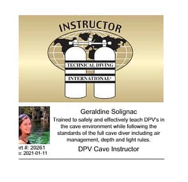 Géraldine Solignac DPV cave instructor